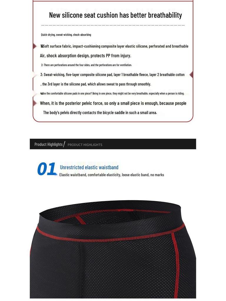 Shock-Absorbing Silicone Mountain Bike Underwear - Breathable, Quick-Dry, Padded Cycling Shorts.