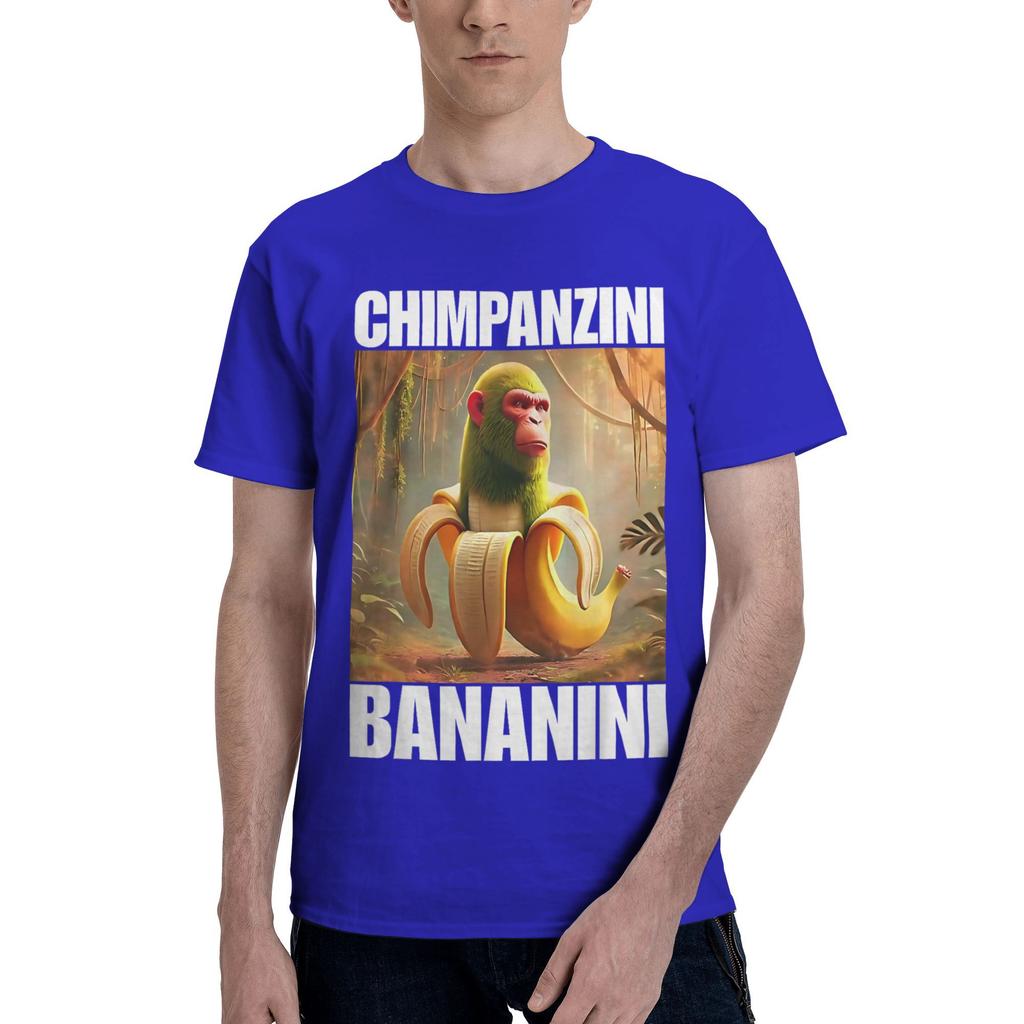 Chimpanzini Bananini Italský Brainrot Meme Pánské Tričko Úžasné Tričko Kulatý Výstřih Krátký Rukáv Tričko Nadměrná Velikost Oblečení