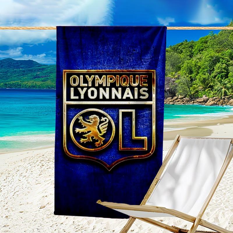 Lyon Football Crest Printed Beach Towel, Super Soft Microfiber, Perfect Gift Birthday, for Pool, Beach, Travel, for Family and Friends