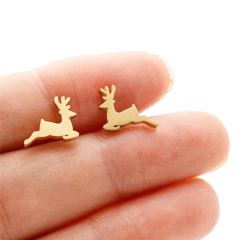 Stainless Steel Mini Stud Earrings Women Hedgehog Horse Rabbit Kitty Earings for Girls Vintage Tree of Life Ear Studs