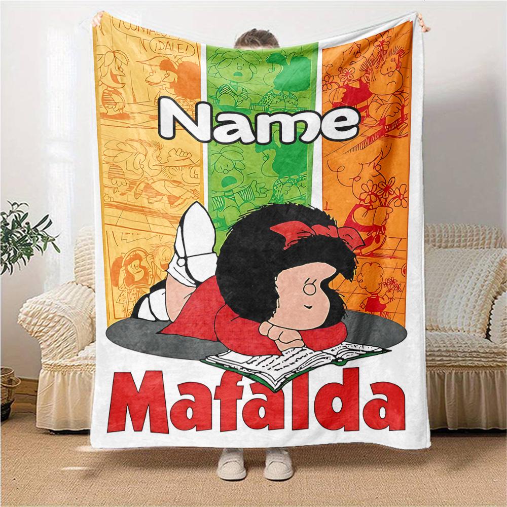 Custom Name Mafalda'S Adventures Party Blanket For Couch Bed Plush Cozy Fuzzy Blanket Super Soft Warm Blankets For Fall And Winter 091626