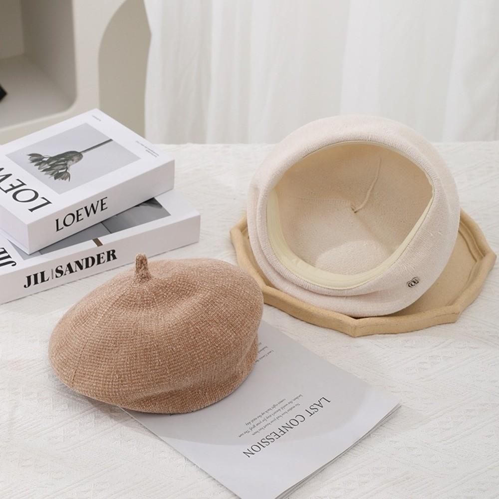 Solid Color Winter Wool Berets Hat Retro French Artist Hat Fashion Felt Berets Lady