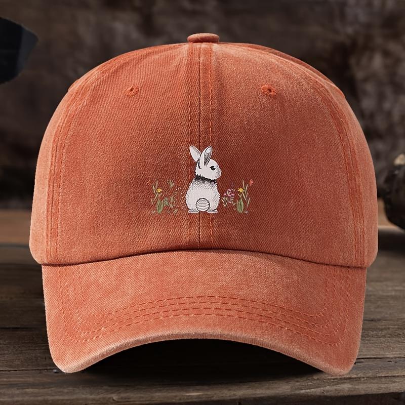 Baseball cap cute rabbit floral print lightweight textile fabric for daily and formal occasions outdoor leisure