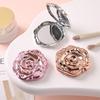 Rose Folding Round Handheld Makeup Mirror - Portable Single-Sided Vanity Mirror