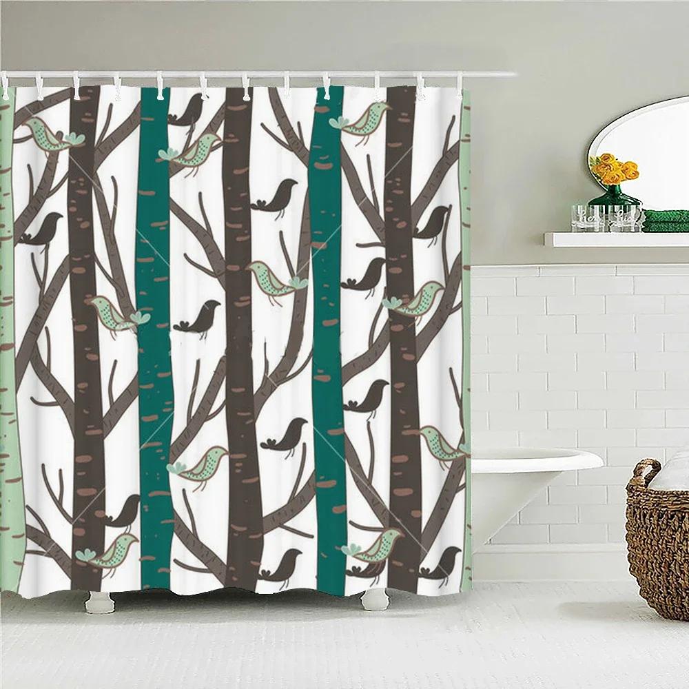 Colorful Beautiful Flowers Bath Curtain Waterproof Fabric Shower Curtains Floral Rose Printing Bathroom Screen Decor With Hooks