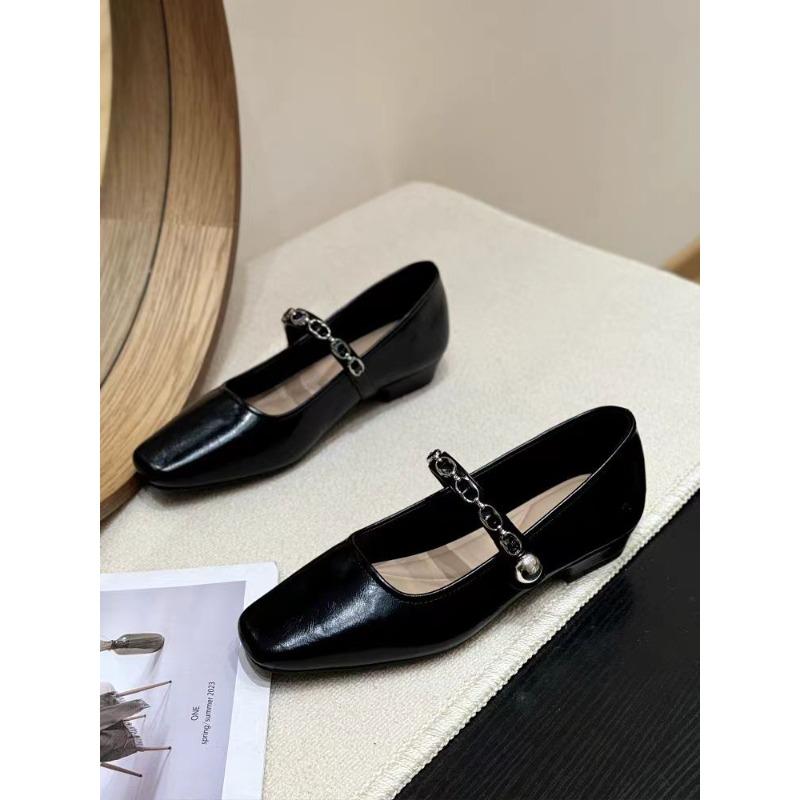 Soft Sole Heel Square Head with Mary Jane Shoes Women's Evening New Single Shoes Low Skirt Autumn Retro Small Gentle Wind