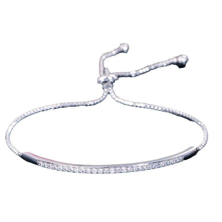 Adjustable Single Row Arc Bracelet with Micro-Inlaid Zircon