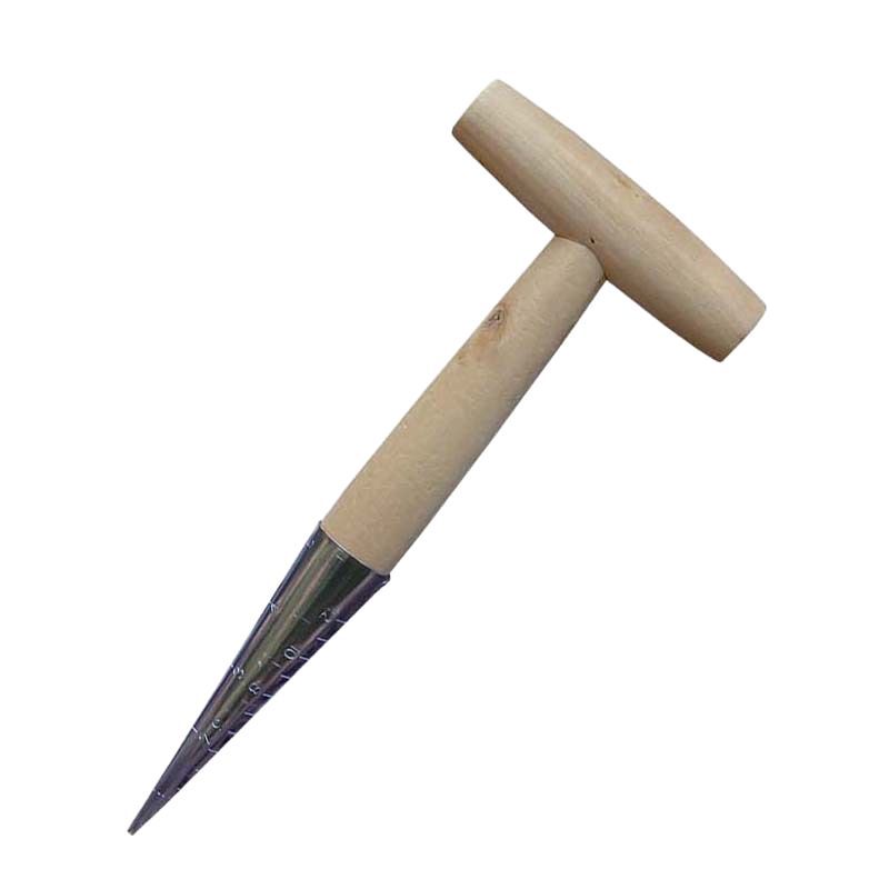 

T-Handle Garden Hole Digger, Wooden Handle Planting Tool for Fertilizing, Sowing, Seedling Transplanting, and Soil Aeration 1pcs жовтий