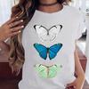 Women's Butterfly Tree Printed Harajuku Summer T-shirt Casual Round Neck Short Sleeve Top T-shirt Fashion Versatile Clothing