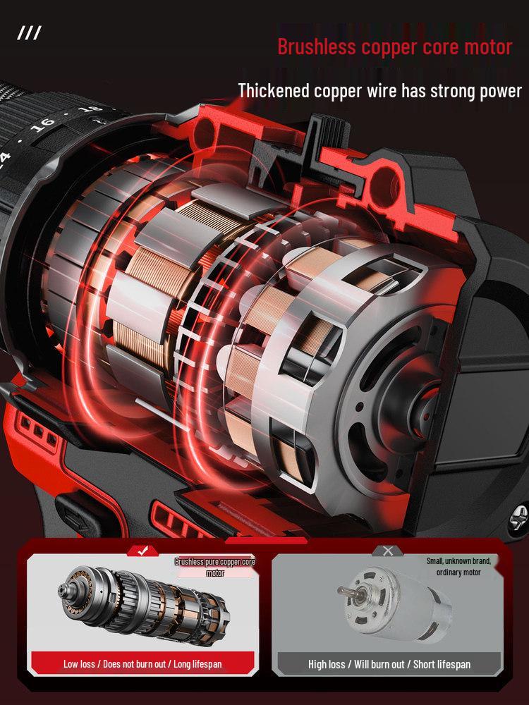 Delixi Brushless Rechargeable Lithium Impact Drill & Screwdriver: Multifunctional Handheld Electric Pistol Drill for Household Use