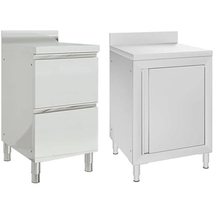 Commercial Kitchen Cabinets - VIDAXL - 2 Pcs - Stainless Steel - Adjustable - Corrosion Resistant