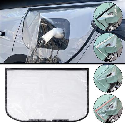 Car Charging Port Rain Cover, EV Charger Plug Cover Magnet Transparent Cover For Electric Vehicle Waterproof Outdoor Charging