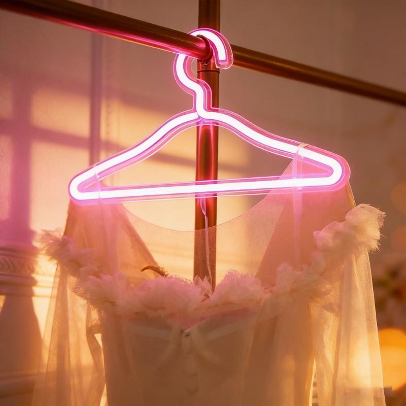 Modern Illuminated Garment Hanger Plastic Construction Clothes Organizer Laundry Hanger with Soft Lighting Effect