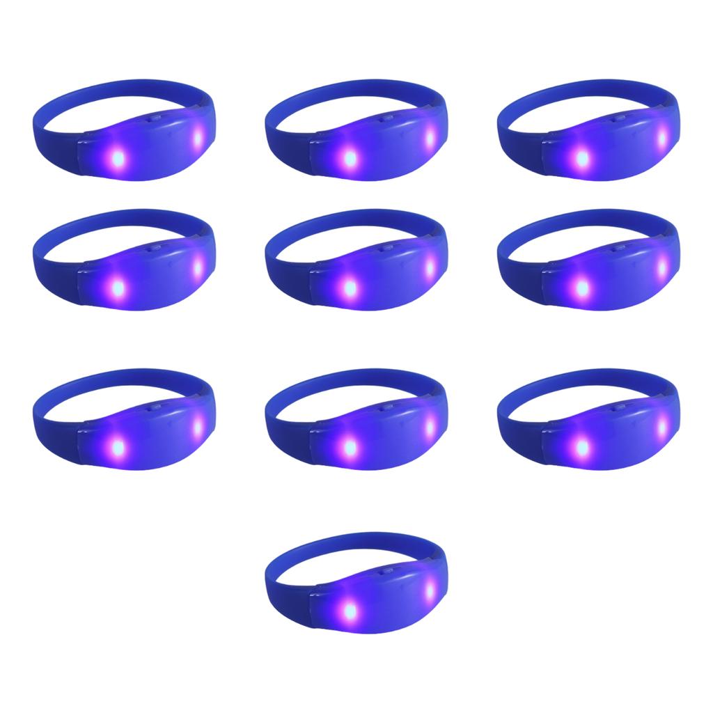 Pakke med 10 stemmeaktiverte silikonarmbånd blinkende lysende armbåndstilbehør flerfargede armbånd smykker
