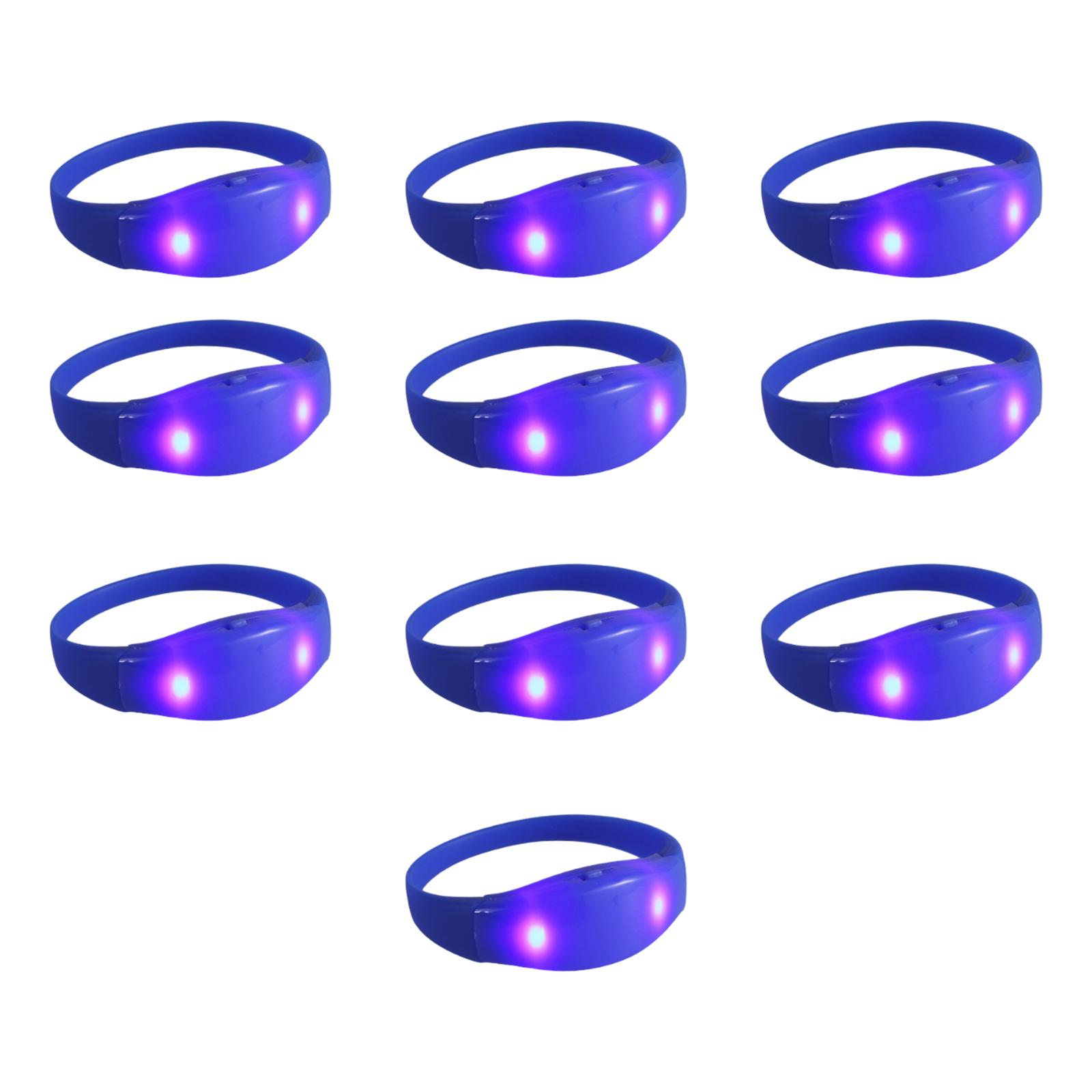 

Набор из 10 силиконовых браслетов с голосовой активацией, мигающие светящиеся наручные аксессуары, разноцветные браслеты, украшения синий