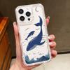 Diamond Frame Clear Phone Case For iPhone 16E 16 Pro Max 15 Pro 14 13 12 11 Whale Turtle Pattern Soft Silicone Shockproof Cover