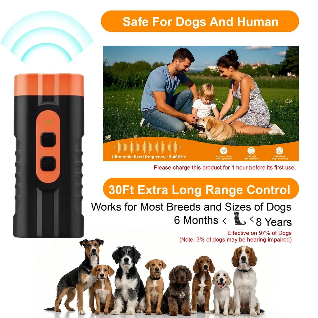 Ltrasonic Bark Control Device - Portable Stop Barking Training Tool for Dogs, Safe and Effective Electronic Pet Trainer