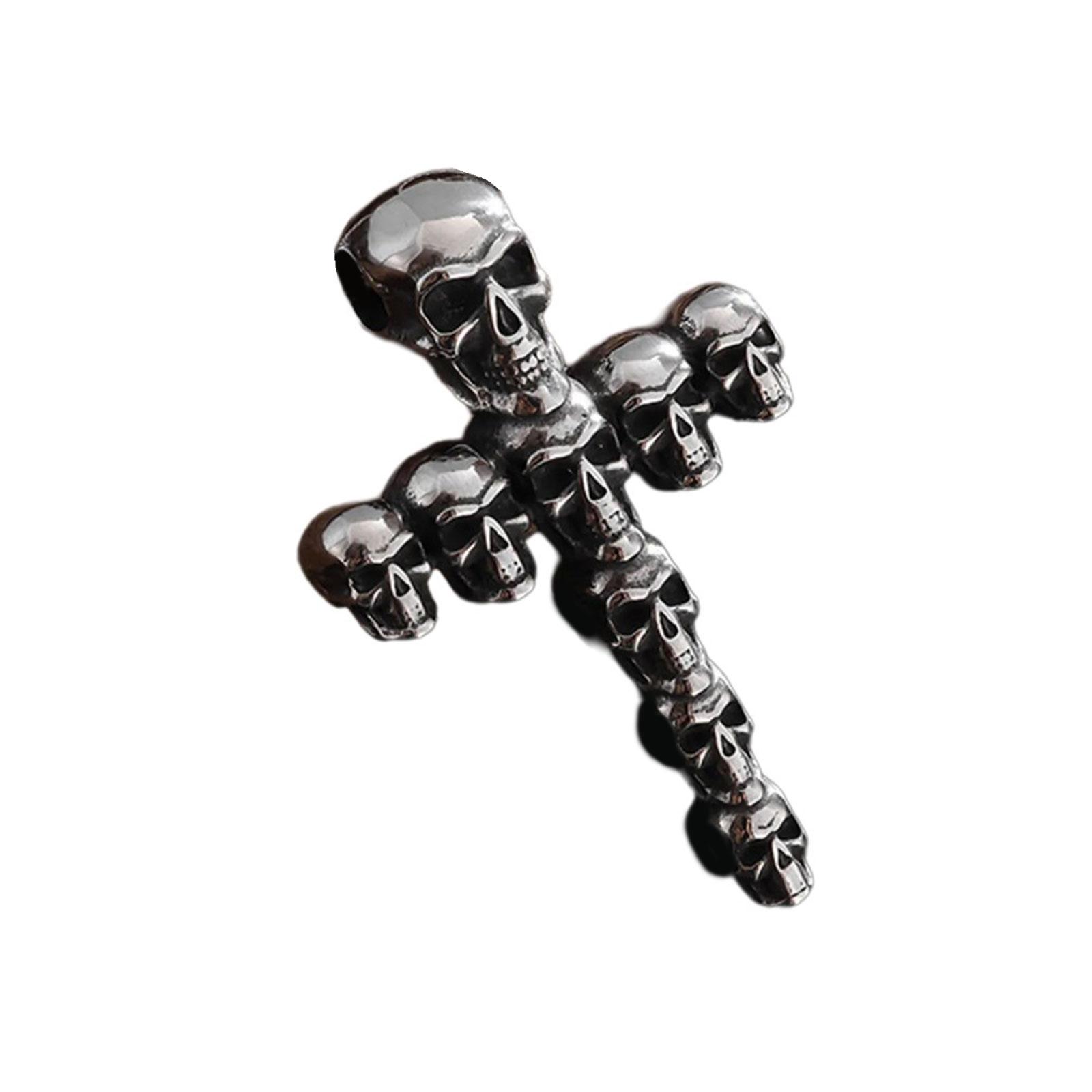 

Винтажное ожерелье с подвеской в виде черепа и креста, готическая бижутерия с регулируемой цепочкой, уникальное украшение с черепом, подарок для мужчин и женщин 2