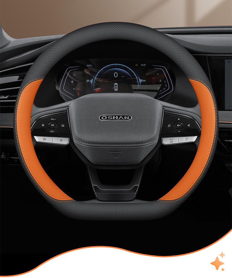 Ultra-Thin Genuine Leather Steering Wheel Cover for Oushang 520, Z6, Benben, Ou Liwei, CX70, A800.
