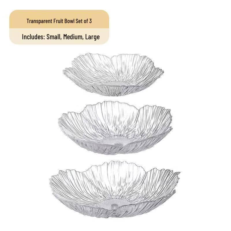

ZISIZ Glass Petal Fruit Bowl Set (3-Piece)