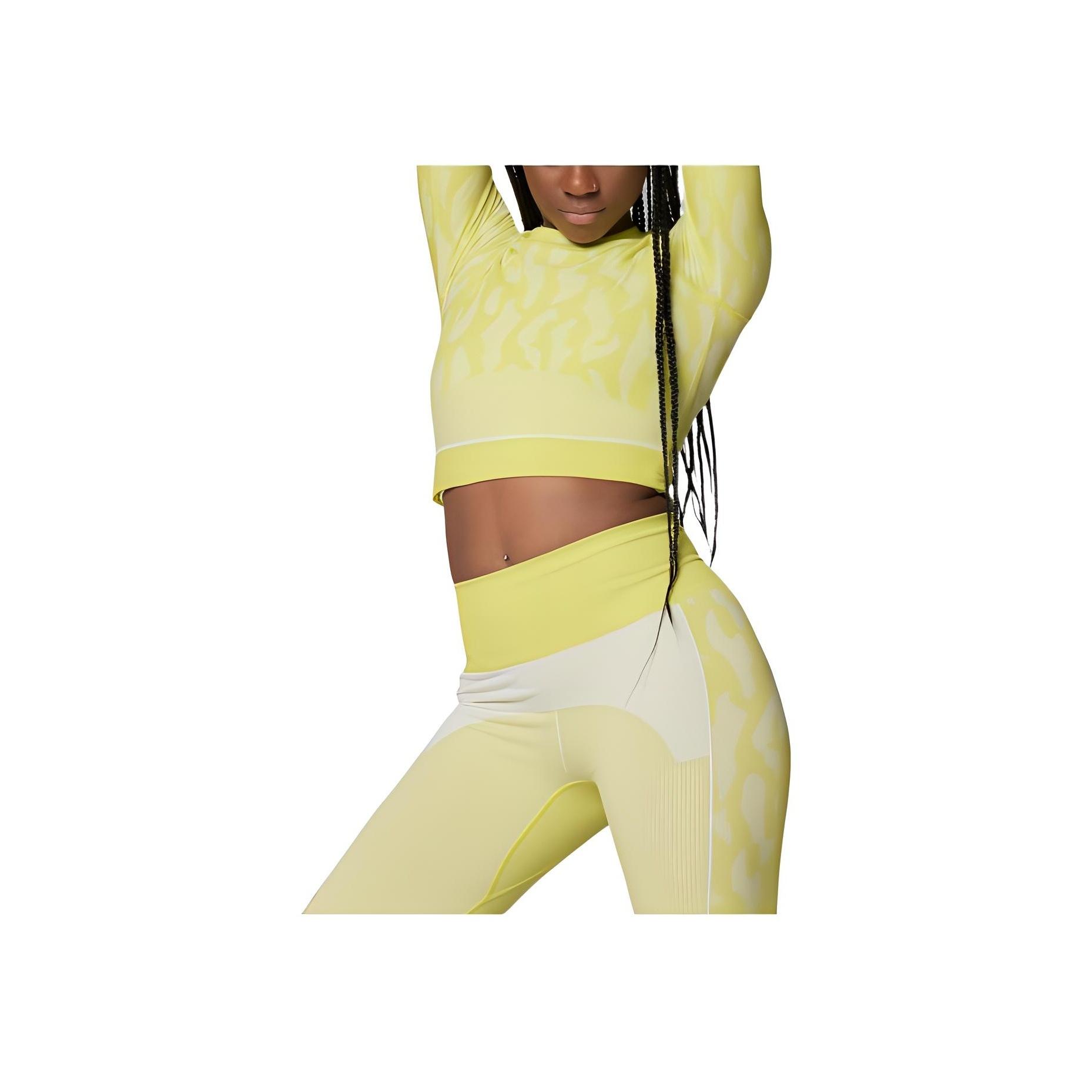 adidas By Stella McCartney aSMC TPR SL Crop Top Acid Yellow White Women GL7583 XS