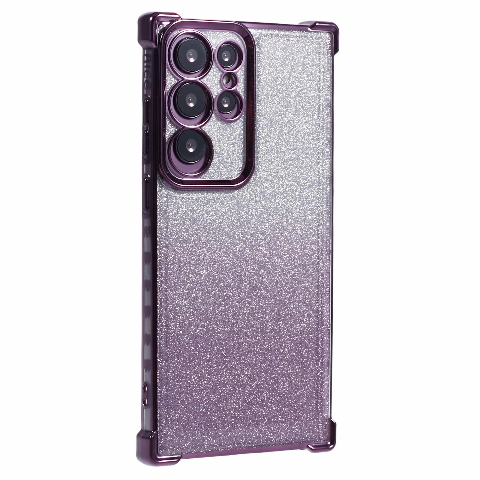 

For Samsung Galaxy S23 Ultra Case Glitter Gradient Electroplating TPU Phone Cover Dark Purple