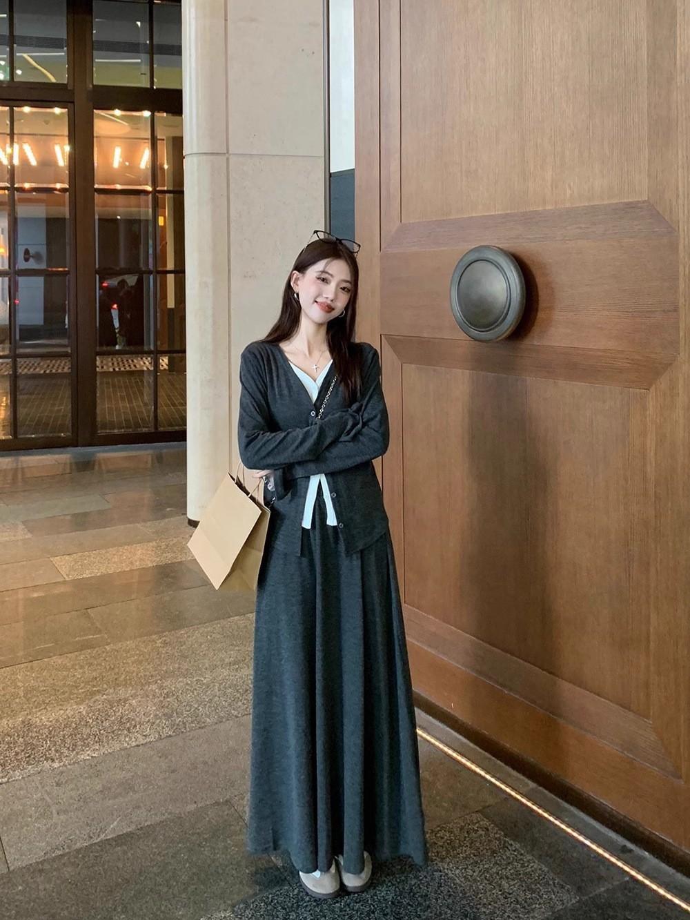 

Early spring atmosphere, wear a whole suit, knitted dress, women s suit, new versatile casual dress S