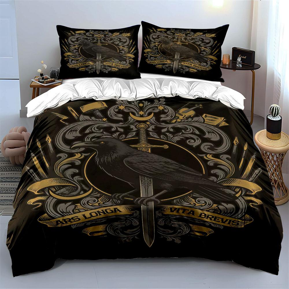 Raven, sword, scroll design. Bedding sets Duvet cover sets Duvet covers Pillowcases(1 * Duvet Cover 2 * Pillowcases, without duvet insert)