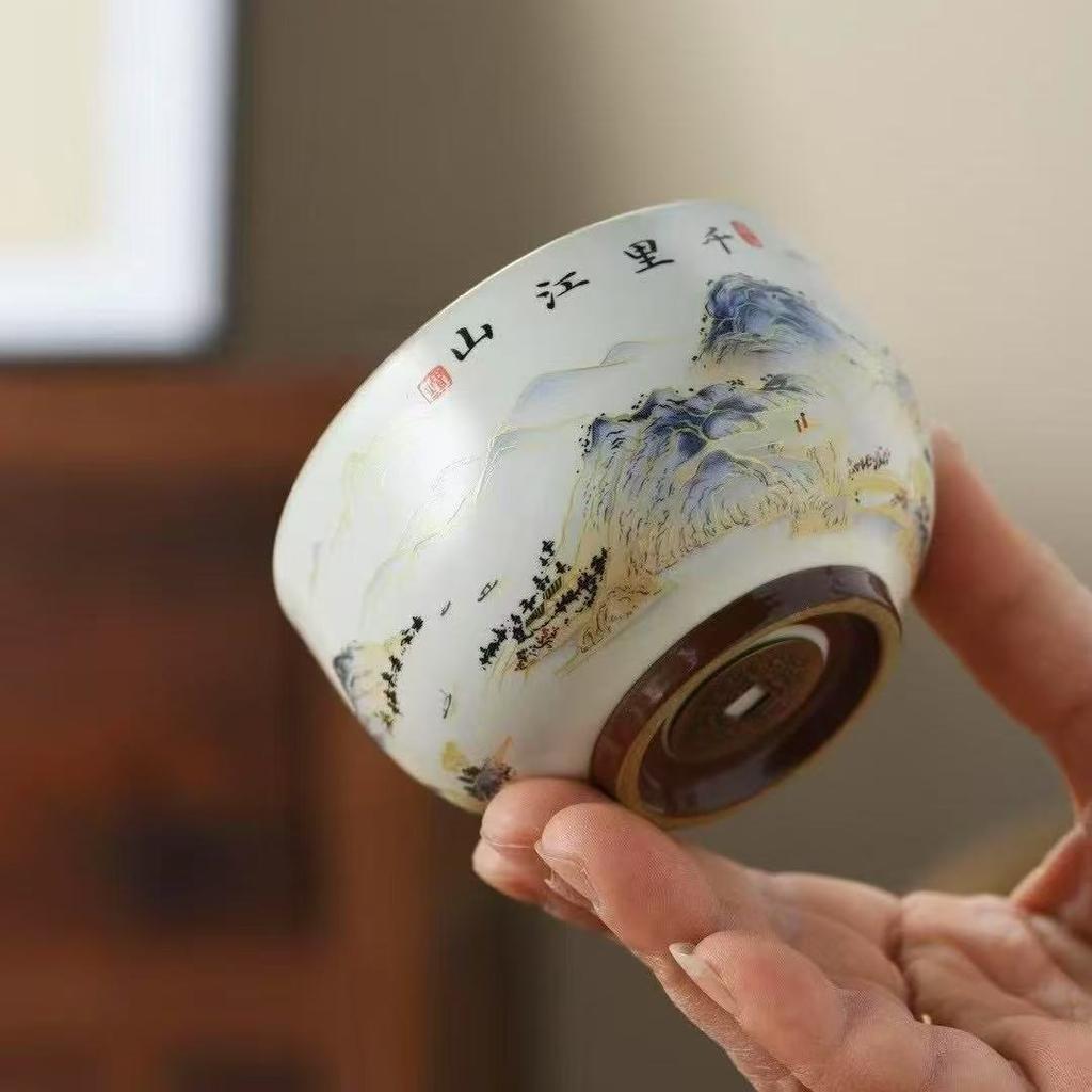 1PC Tea Cup Exquisite Ice Crack Glaze Ceramic Tea Cups Hand-painted Porcelain Master Cup Exquisite Teacup Tea Accessories