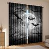 2Pcs Polyester Gothic Bat Dead Printing Window Curtains Birthday Party Decoration Backdrop Drapes for Living Room