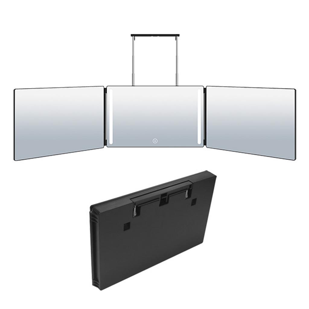 3 Way Makeup Mirror 360 Degree Cosmetic Mirror with Led Light Hair Dressing Mirrors Trifold Mirror For Hair Cutting Tools