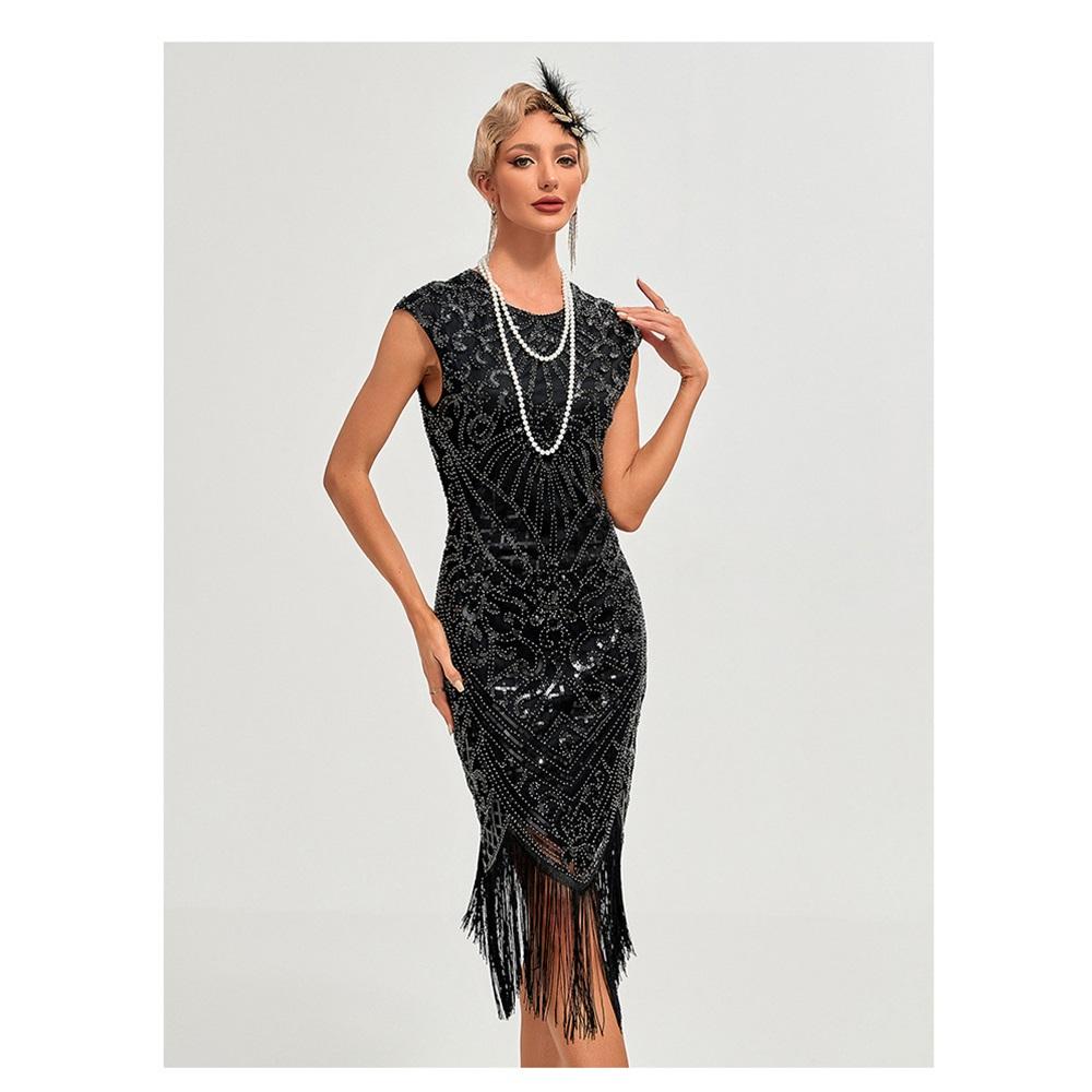 Tassel Sequin Dress Dress 1920s Retro Party Banquet Large Size Dress