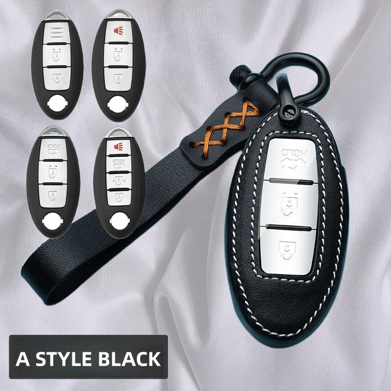 

Leather Car Key Case Cover Shell for Nissan Qashqai X-Trail T32 T31 Juke J10 J11 Kicks Tiida Pathfinder Note for Infiniti синий
