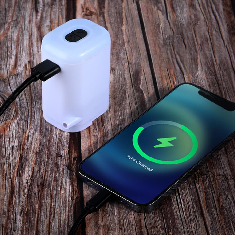Mini Elektrisk Luftpump för Uppblåsbara Saker 4-i-1 Bärbar Campingluftpump med Lampa Inbyggd Powerbank Snabb Uppblåsning Tömning