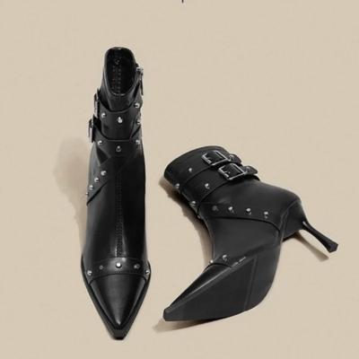 Sexy Knee High Boots 2024 Winter Boots Brand Design Super High Thin Heels with Rivet Retro Fashion Cool Women Shoes Size 39