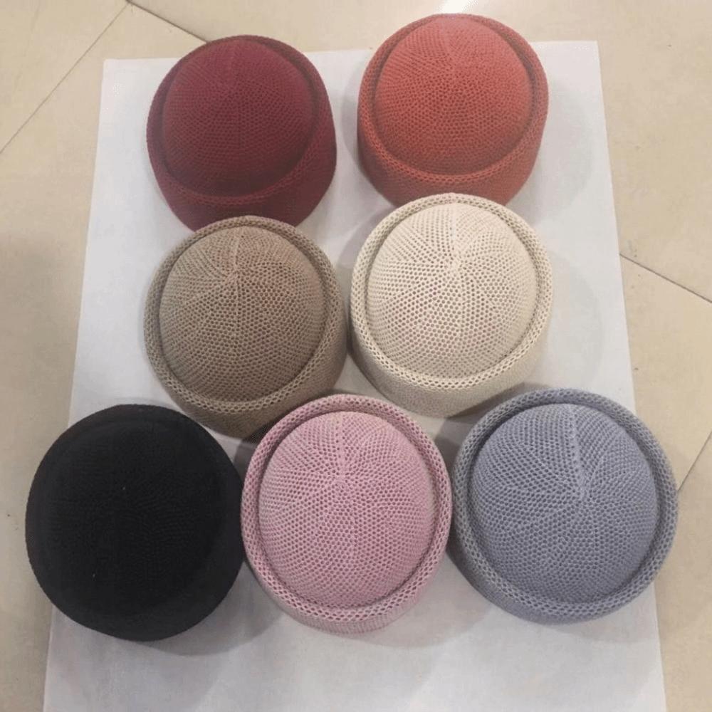 Fashion Elegant Style Mesh Breathable Beret Casual Knitting Hard Melon Peel Hat Stiff Brim Lightweight Sun Hat Outdoor Use