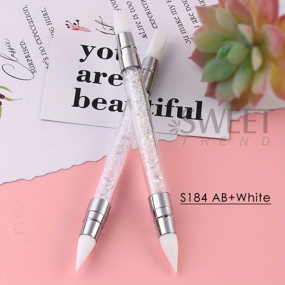 

2pcs Double Head Silicone Nail Art Pen Carving Flower Sculpting Pen Adjustable Glue Stick Embossing Brush Professional Manicure