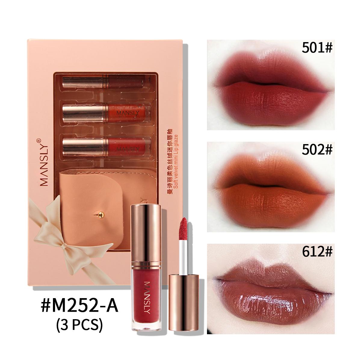 

MANSLY Soft Velvet Mini Lip Glaze Liquid Lipstick Lip Gloss 1,3 г*3