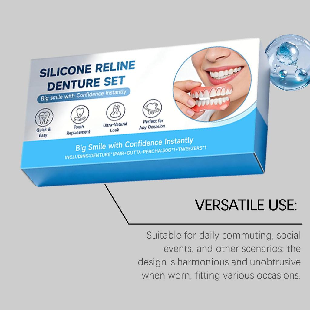 Resin Denture Decoration Set Teeth Whitening Soft Safety Perfect Fit Tooth Comfortable Smile Temporary Orthodontic Silicone Sets