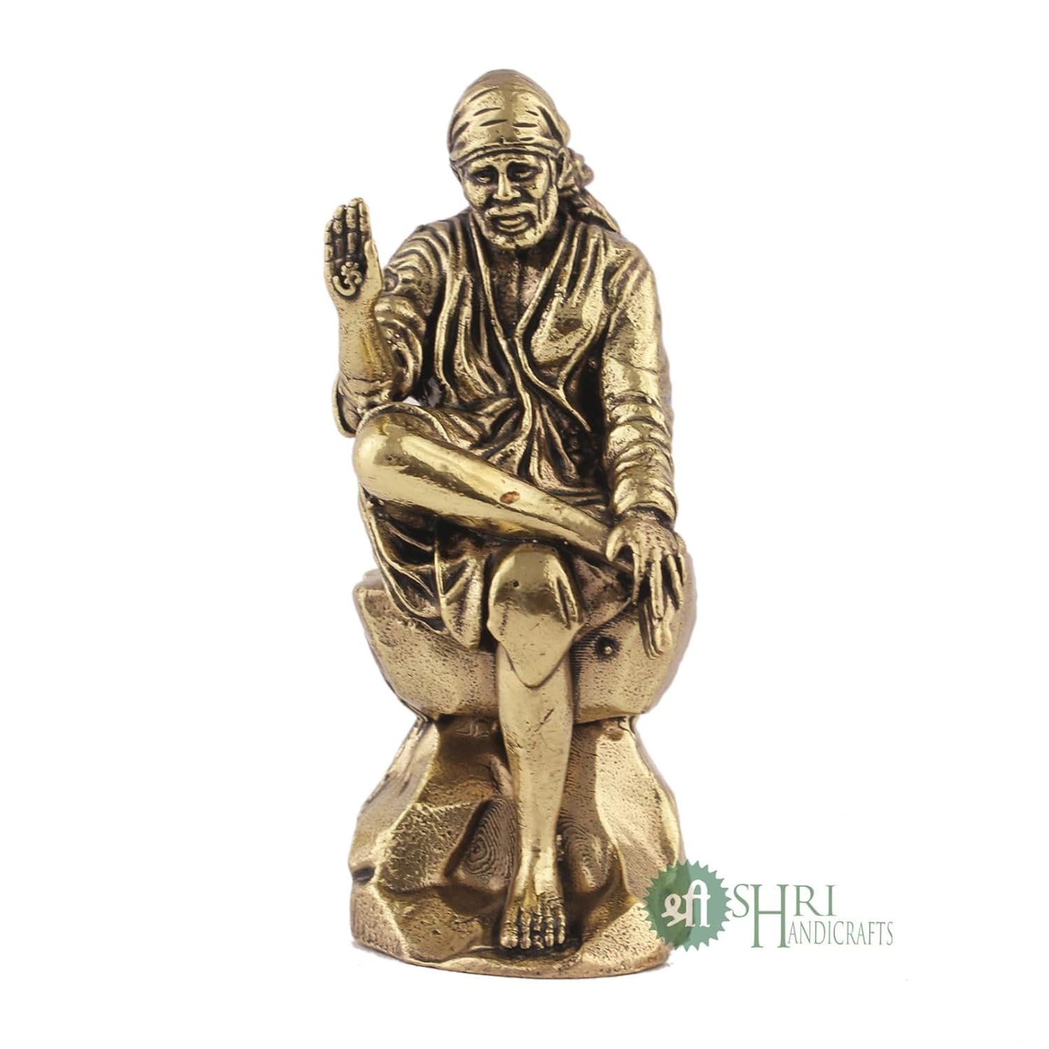 Sai Baba Statue, Symbol Of Faith & Blessings, Hindu God Idol, Brass, Gold - 2 Cm