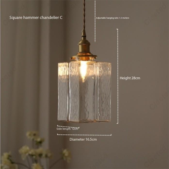 European Simple Retro LED Glass Chandelier Living Room Dining Room Corridor Balcony Bedroom Decorative Lighting