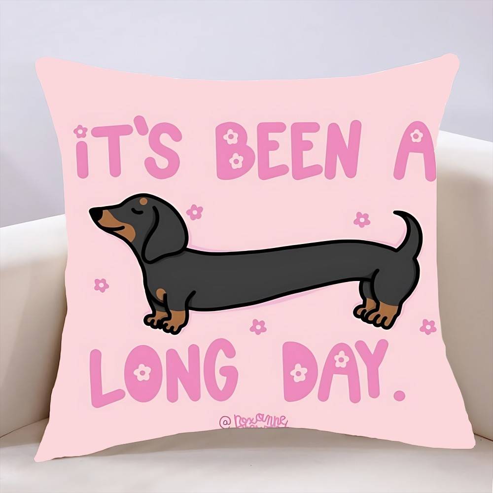 Sausage Dog Dachshund Cute Pillow Case Cushion Cover Soft Cute Throw Pillow Case For Car Sofa Pillowcase Polyester With Zipper