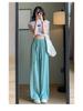 Women's High Waist Ice Silk Wide Leg Pants - Summer 2025: Lightweight, Wrinkle-Resistant, Casual Draped Pleated Design