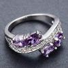 Purple Ring 925 Silver Cubic Zirconia Engagement Rhinestone Rings for Women CZ Diamond Ring Cocktail RingPurple Amethyst Bridal Round Cut Wedding