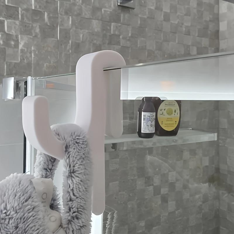 Plastic Shower Hook for 8mm Glass - Door-Mounted Bathroom Organizer, Holds Towels & Clothes, Durable Bathroom Storage Solution, Bathroom Accessories