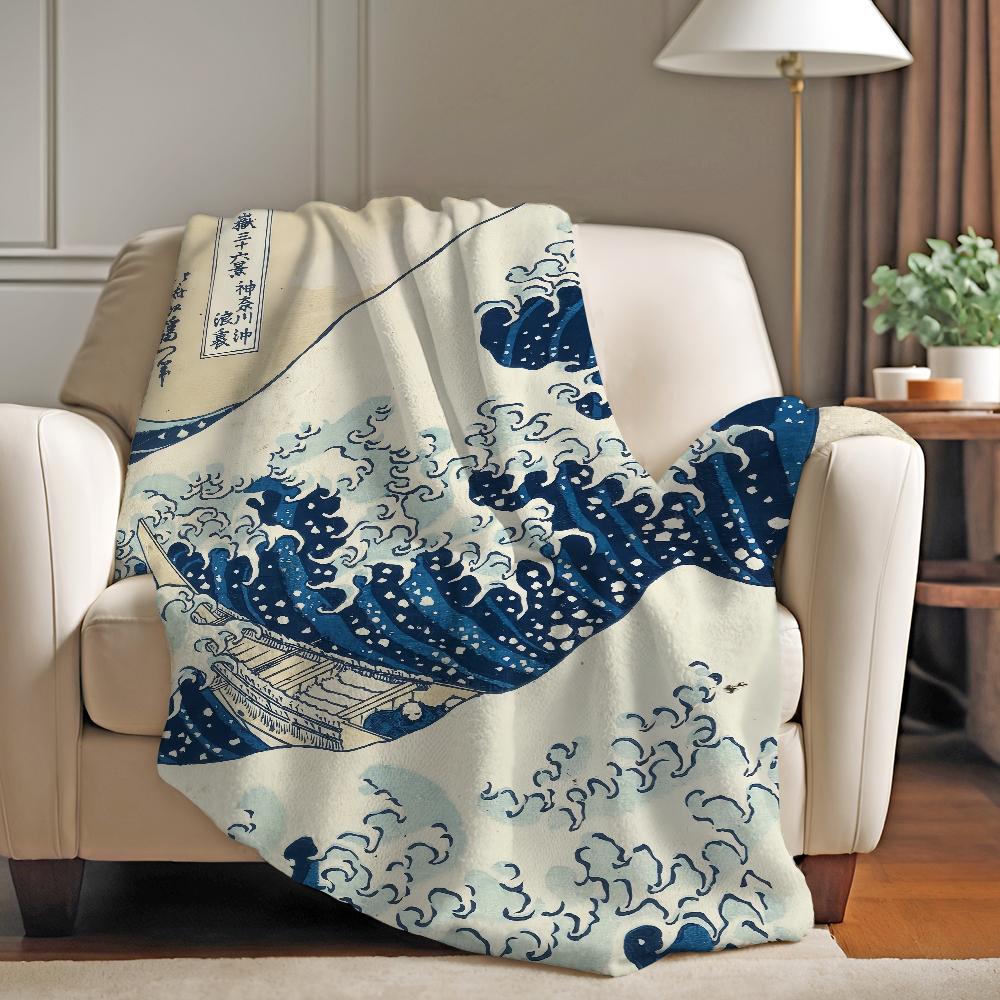 Art K Katsushika Hokusai Blanket Warm Soft Suitable For Bedroom Sofa Bed Living Room Office Travel Camping Gifts