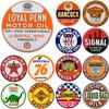 Vintage Classic Gas Motor Oil Brand Round Tin Sign Set Retro Automotive Fuel Wall Decor for Garage Man Cave Bar Pub Car Enth