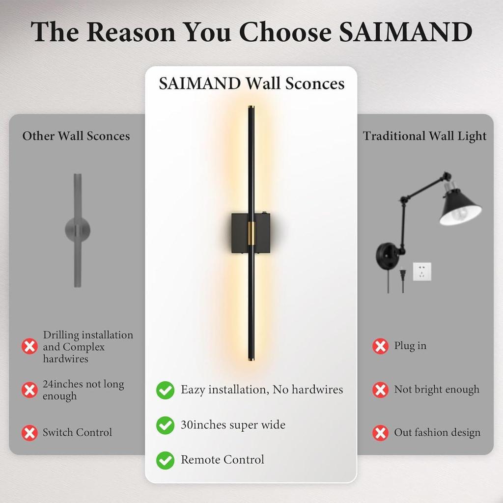 Remote-Controlled Rechargeable Three-Color Wall Light for Living Room, Bedroom, and Stairwell