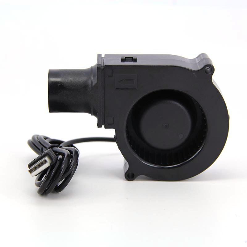 Výkonný 75mm chladicí turbo ventilátor 7530 s DC kabelem 5V a USB pro grilování na dřevěných kamnech BBQ