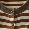 Johnature Women Vintage Striped Sweaters O-Neck Long Sleeve Knitted Soft Autumn Button Casual Female Sweaters